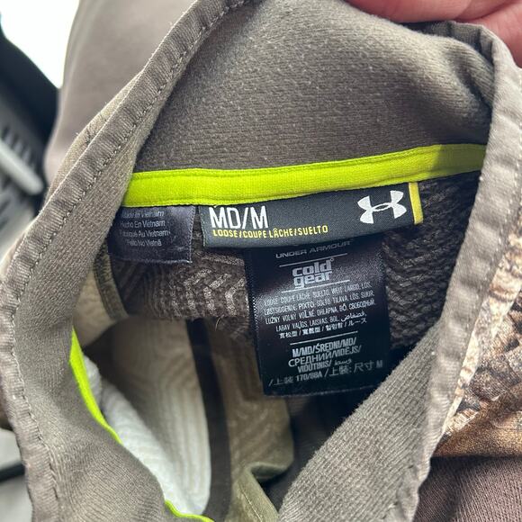 Men's M Under Armour Scent Control Realtree Camo half 1/2 zip fleece jacket - Picture 3 of 8